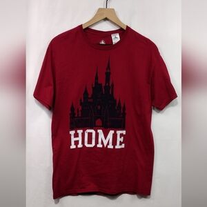 Walt Disney World Castle HOME Tee Mens M Red Travel Vacation Casual Comfy Retro
